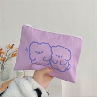 随身可爱云朵笑脸毛绒化妆包便携ins风大容量少女心化妆品收纳包 无毛绒两只化妆包