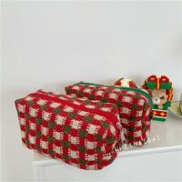 ins可爱小狗小房子造型PU化妆包大容量便携日常手提收纳包洗漱包 红绿款