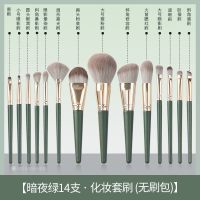 绿云14支化妆刷套装全套刷沧州散粉刷粉底刷唇刷唇刷超柔软 14支绿云化妆刷+标记帖[无刷包] 抗菌仿生迁维软毛