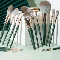 绿云14支化妆刷套装沧州软毛散粉刷粉底刷唇刷眉刷高光刷便携桶装 14支绿云软毛裸刷+送刷贴