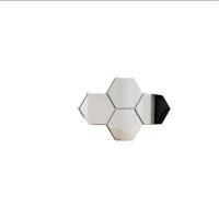 家居神器六边形镜子贴自粘镜面亚克力贴客厅卧室立玄关镜面装饰贴 银色4片装 中号12.6cm