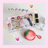 卡通史努比小房子化妆包ins可爱大容量野餐便当包手提便携收纳包 黑色史努比化妆包