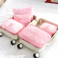 旅行收纳袋行李箱衣物衣服旅游用品六件套整理包分装打包套装 六件套 粉色