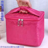 等妳莱旅行化妆包大容量手提防水收纳包学生可爱化妆洗漱收纳盒 升级加高版硬包--手提玫红玫瑰花