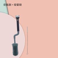 硅胶奶瓶刷 360度旋转婴儿奶嘴刷奶瓶刷组合洗奶瓶刷子清洁刷套装 尊贵蓝奶瓶刷