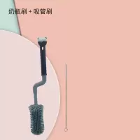 硅胶奶瓶刷 360度旋转婴儿奶嘴刷奶瓶刷组合洗奶瓶刷子清洁刷套装 尊贵蓝奶瓶刷
