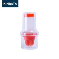 日本油刷厨房烙饼家用烘焙硅胶油刷带瓶耐高温油壶一体式烧烤刷子 [挤压式--橙色]适合用于油