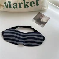 日系可爱柔软双层旱獭眼罩午休睡觉治愈睡眠遮光卡通护眼罩学生女 条纹眼罩