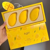 三只装芒果美妆蛋化妆蛋不吃粉超软美妆蛋棉花糖美妆蛋干湿两用 3只芒果套盒