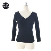 黑 XS 现代舞蹈服成人艺校艺考学生舞蹈服长袖上衣练功服装瑜伽服大V领