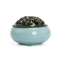 哥窑粉青(小号炉) 单炉[送香插防火棉] 香炉陶瓷家用室内蚊香炉大号盘香香薰檀香炉供奉香插驱蚊厕所除臭
