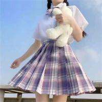 短袖A+芋泥蛋糕格裙+礼包 XS 60-80斤 jk制服格裙正版原创套装百褶裙衬衫短裙全套女学生制服学院风12岁