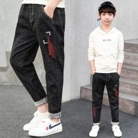 [单裤]红蜘蛛 黑色 120 建议身高105-115cm 儿童牛仔裤男帅气男童秋冬裤子中大童牛仔裤男13岁男孩牛仔裤加绒