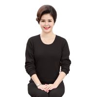 [升级加绒款]黑色单套装 XL 100-115斤 中老年保暖内衣女加绒加厚套装防寒保暖秋冬妈妈款秋衣秋裤两件套
