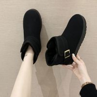 5806黑色 35 偏小一码 2021新款冬季加绒雪地靴女棉鞋防滑搭扣短靴防寒保暖厚底学生韩版