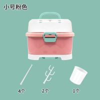 小号8516粉色 婴儿奶瓶收纳箱宝宝用品整理箱带盖防尘储物箱奶粉盒沥水晾干架