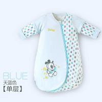 浅蓝[单层可拆袖-适合24-27度] M码[适合身高75-88cm] 宝宝睡袋夏季空调间薄款婴幼儿童防踢被蘑菇型四季通用