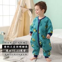 空气棉(工程车)精品睡袋 M码-衣长70适合60-85CM 儿童睡袋宝宝连体睡衣夹棉长袖秋冬款四季通用婴儿空调分腿防踢被