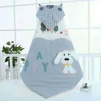 小狗抱被蓝色(颜色随机发) 新生婴儿外出室内连帽抱被初生宝宝用品秋冬季保暖棉花包巾小棉被
