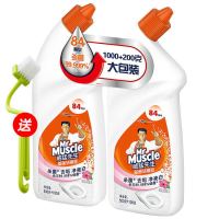 淡雅花香*2瓶(送小马桶刷) 威猛先生洁厕液马桶消毒洁厕灵84精华清洁剂厕所除臭洁厕剂实惠装