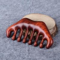 紫檀-唇形按摩梳 天然绿檀头部经络按摩梳防脱发大齿梳子檀香木加厚头疗养生梳