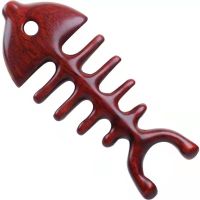 无赠品 桃木梳(两把装)不是按摩梳 天然绿檀木梳子按摩面部经络梳头按摩鱼骨梳宽齿圆头梳