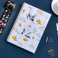 古风鹤-秋宵[150张] 古风大号16k复古牛皮加厚线圈本笔记本本子超厚简约记事本文具
