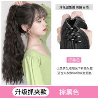 棕黑色 经典绑带款 假发女长发假发马尾辫子羊毛卷马尾假发女绑带式仿真大波浪发片女