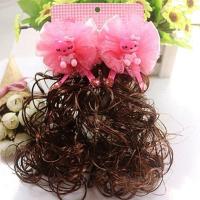 卷发吊坠款KT猫(西瓜红1对) 儿童假发发饰可爱小女孩儿童蝴蝶结发夹女童头饰宝宝辫子鸭嘴夹