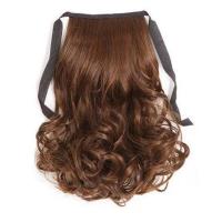 绑带马尾20cm浅棕色 假发女马尾中长款玉米烫玉米须绑带式假发马尾辫羊毛卷发饰头饰品