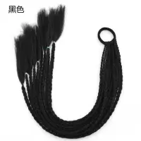 黑色(一条12根) 假发脏辫彩色小辫子嘻哈民族风马尾辫渐变色麻花辫子男女彩色辫子