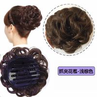 新款夹子花苞-浅棕色 假发女发包盘发花苞头短发丸子头发饰古装发包发圈盘发神器发夹女