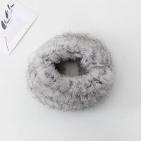 混灰色 54-58cm(有弹力) 真兔毛 兔毛帽子女秋冬天日系可爱兔毛发带宽边保暖头带毛绒发箍
