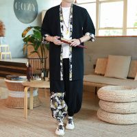 白色TZ02(单上衣) M 100-110斤左右 夏季佛系中国风男装套装复古风式唐装男潮牌宽松大码休闲开衫汉服