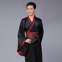 黑色黑红边直裾款 S 155~160cm 唐装秦朝春秋战国三国臣子官服汉代王爷话剧影视演出服古代男汉服