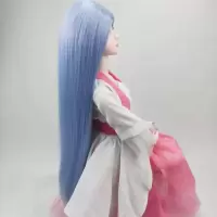 天蓝色3分直发 3分4分bjd60cm娃娃男娃假发女洛丽塔古风汉服假发仿真头皮中长发
