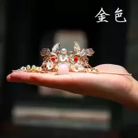 明制发冠-金色 汉服假发一体式明制假发头套男女古装抹额假发懒人网巾古风影视