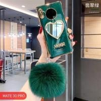 mate30 Pro[翡翠绿] 华为mate30pro手机壳秋冬新款毛绒毛球mate30软壳防摔补妆镜5g版