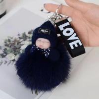 镶钻款(黑色)娃娃 狐狸毛球挂件可爱毛绒公仔睡眠娃娃宝宝汽车钥匙扣挂件包包挂饰