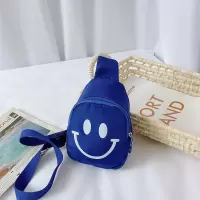 笑脸单拉链蓝色 儿童包包女童时尚百搭小胸包逛街可爱笑脸单肩包宝宝零钱配饰包潮