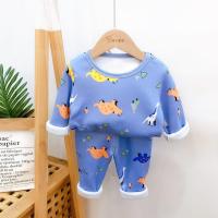 59227深蓝恐龙 90码(建议80身高穿) 儿童保暖内衣套装宝宝冬季加绒两件套男童女童卡通加厚冬款家居服