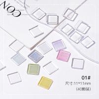 玻璃色卡#01[40颗]+水晶贴一张 日系美甲豆色卡甲片 猫眼透明色椭圆水滴桃心玻璃透明色板40片