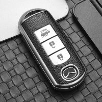 铂金银 马自达A款3键全包皮纹款 马自达昂克赛拉钥匙套CX5睿翼星骋CX4阿特兹马6/3/17汽车包扣壳男