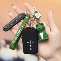 本田黑色+几何青蛙+号码牌 专用本田思域飞度凌派十代雅阁CRV缤智皓影冠道车钥匙套包可爱女