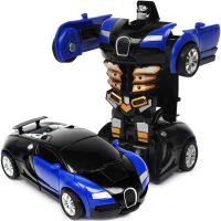 1只常规款赛车-布加迪[蓝款] 变形车玩具车一键碰撞儿童汽车人惯性撞击金刚布加迪地摊货源摆摊