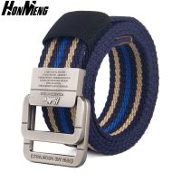 蓝底细 条纹 115cm 韩版潮流百搭学生男女皮带青年双环扣帆布腰带布料学生牛仔裤腰带