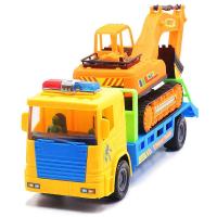 [大号组合]拖车+挖机[惯性动力] 大号儿童玩具车惯性车工程车套装挖土机挖掘机拖车男孩玩具模型
