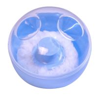 蓝色 塑料 带粉扑爽身粉盒子婴儿粉扑宝宝新生儿便携装痱子粉空盒子放粉扑