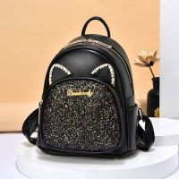 黑色 软皮双肩包女2021新款潮韩版时尚百搭可爱ins洋气学生逛街小背包