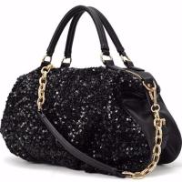 黑色 2021春秋新款欧美风亮片女包链条包单肩斜挎包手提包女式包包